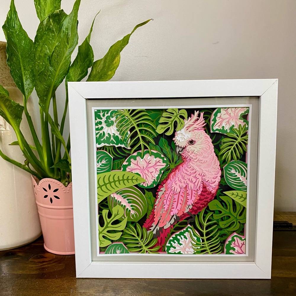 3D Pink Cockatoo Shadowbox